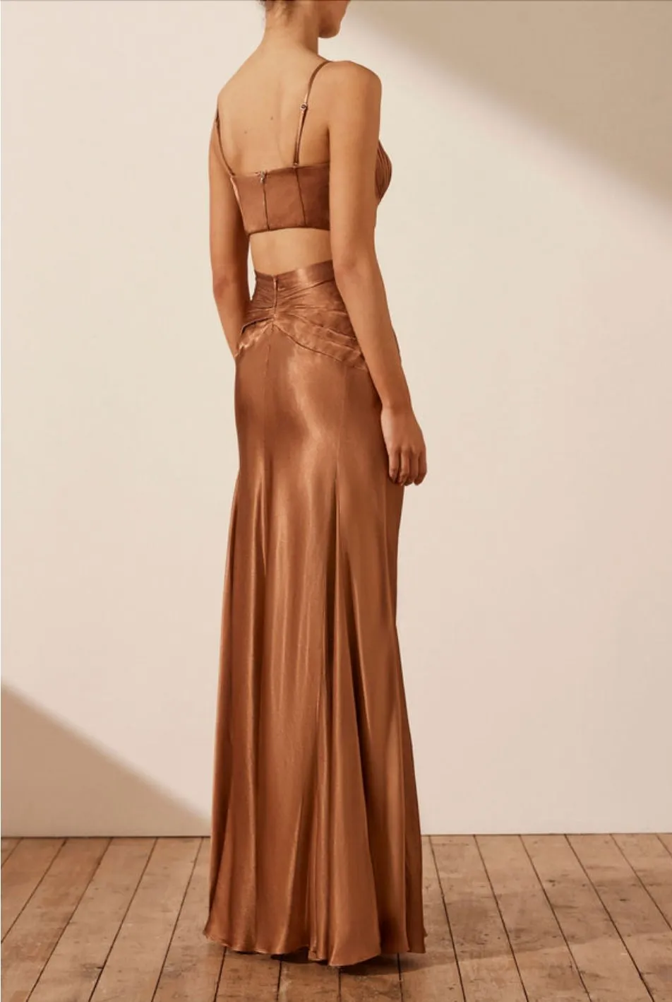 La Lune Ruched Maxi Skirt - Almond