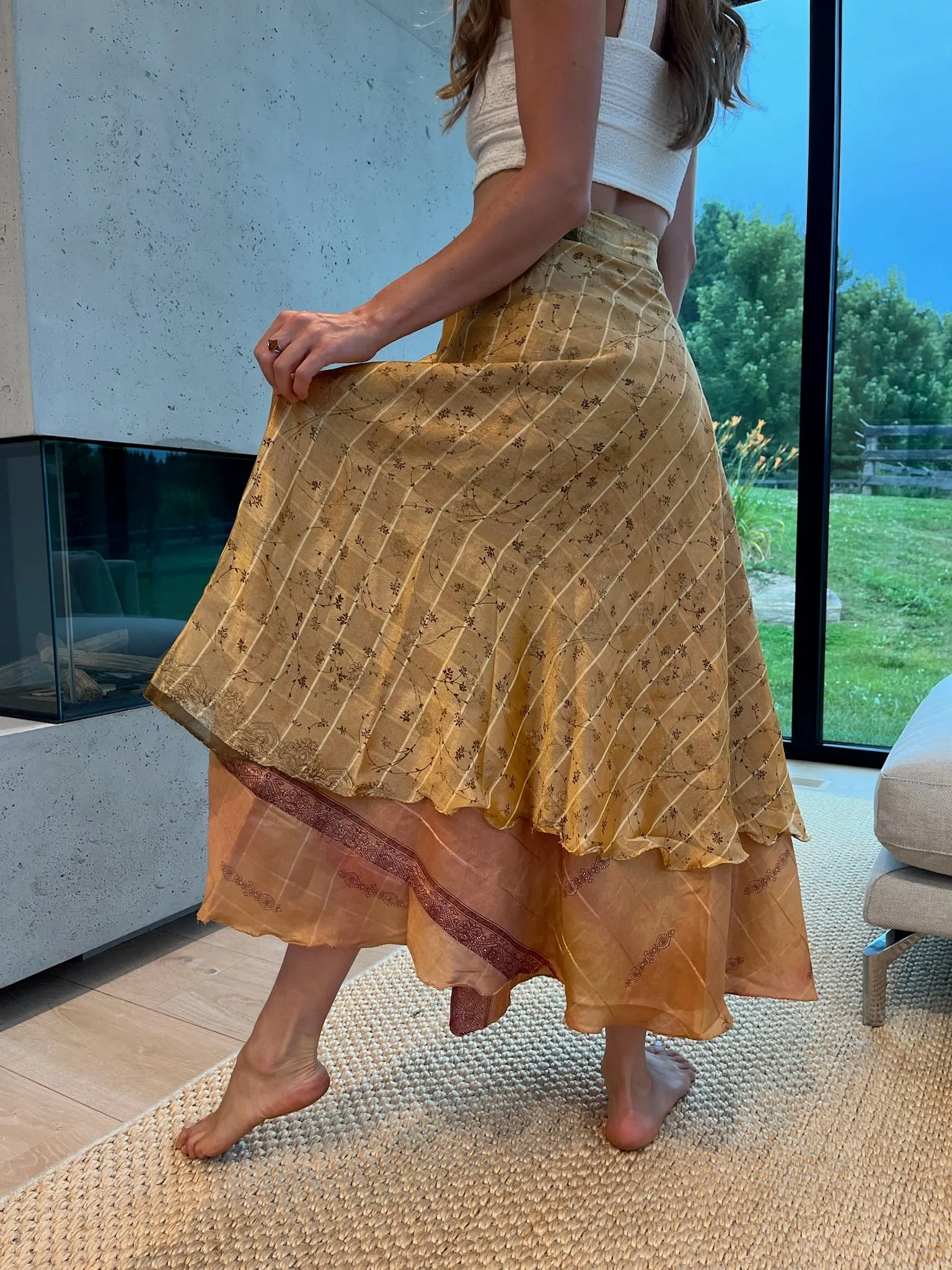 Long Multi Wear Wrap Skirt - Golden