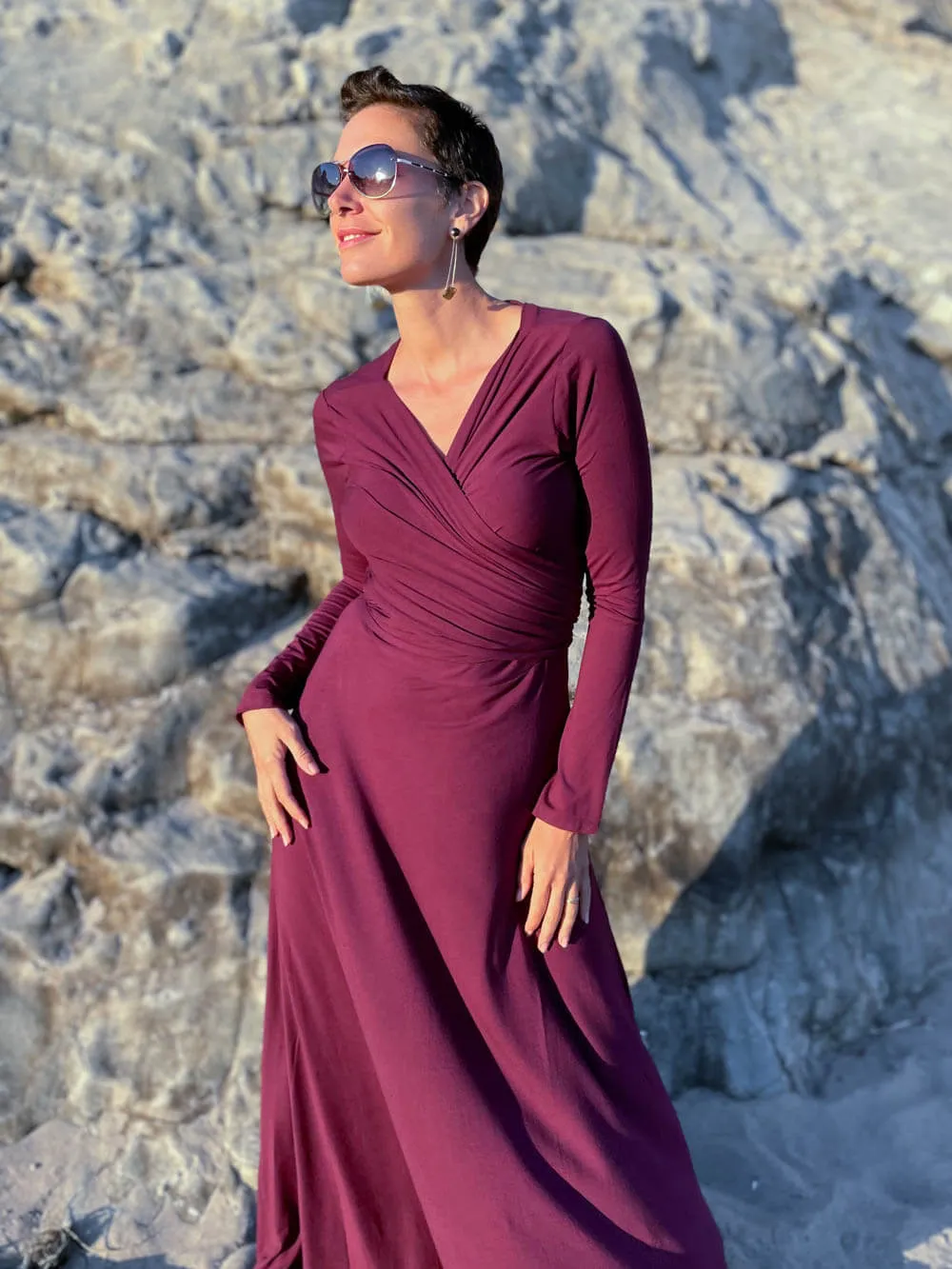 Long Sleeve Wrap Maxi Dress