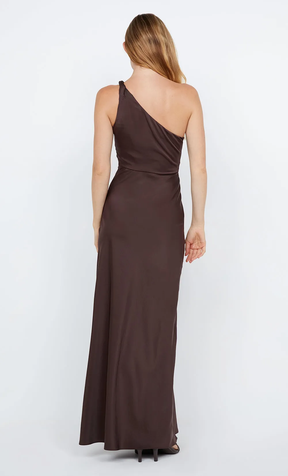 LUNETTA ASYM DRESS - DARK CHOCOLATE