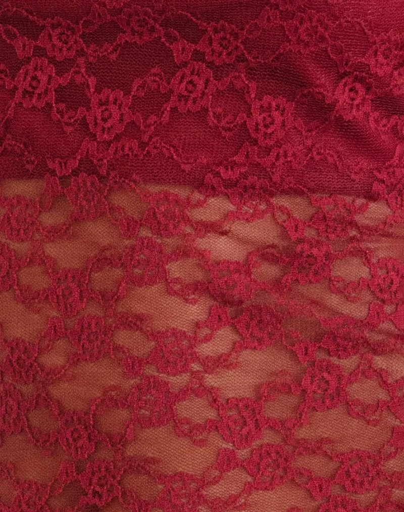 Maggha Halterneck Top in Mari Lace Red