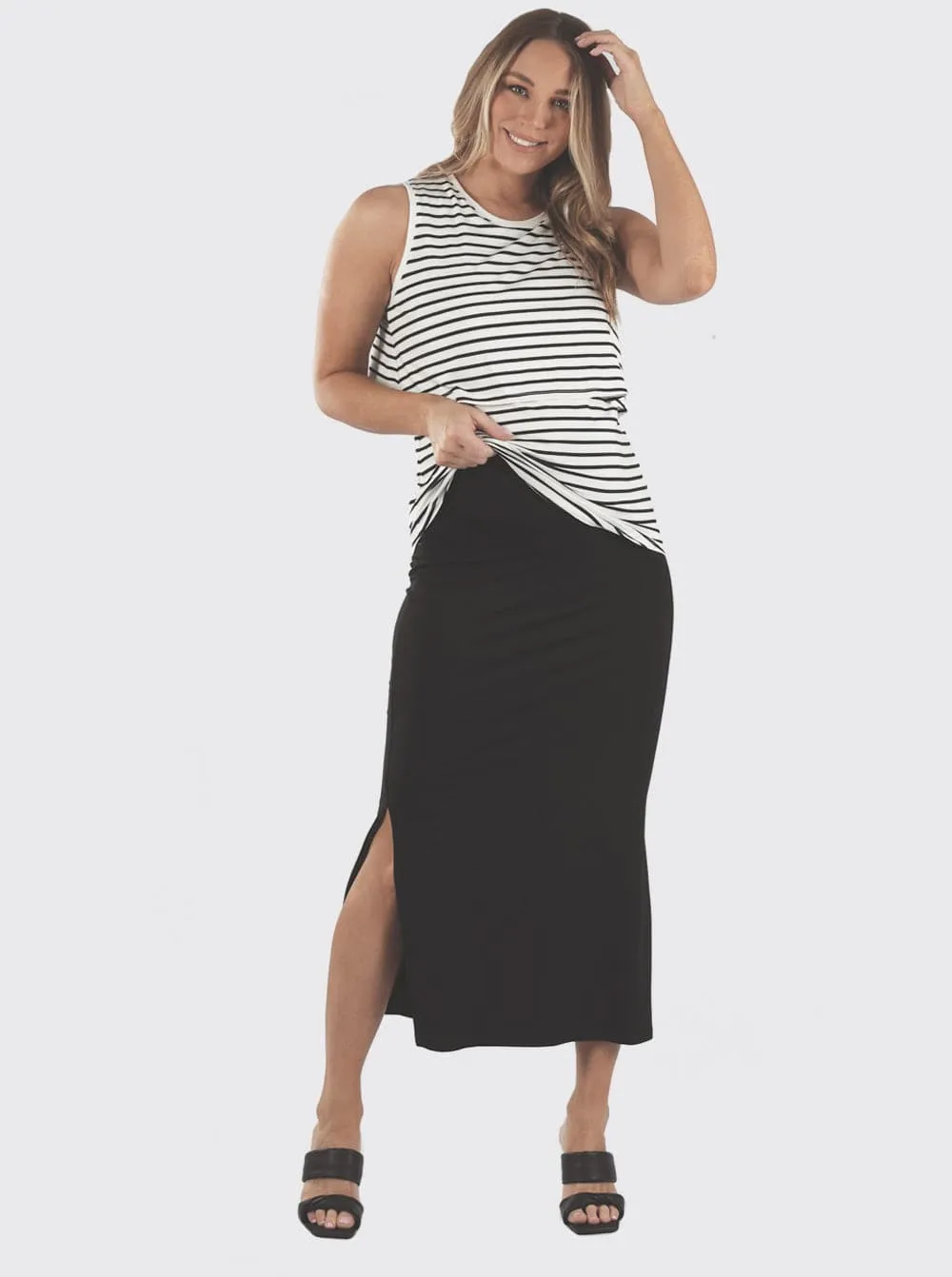 Maternity Maxi Skirt in Black Bamboo