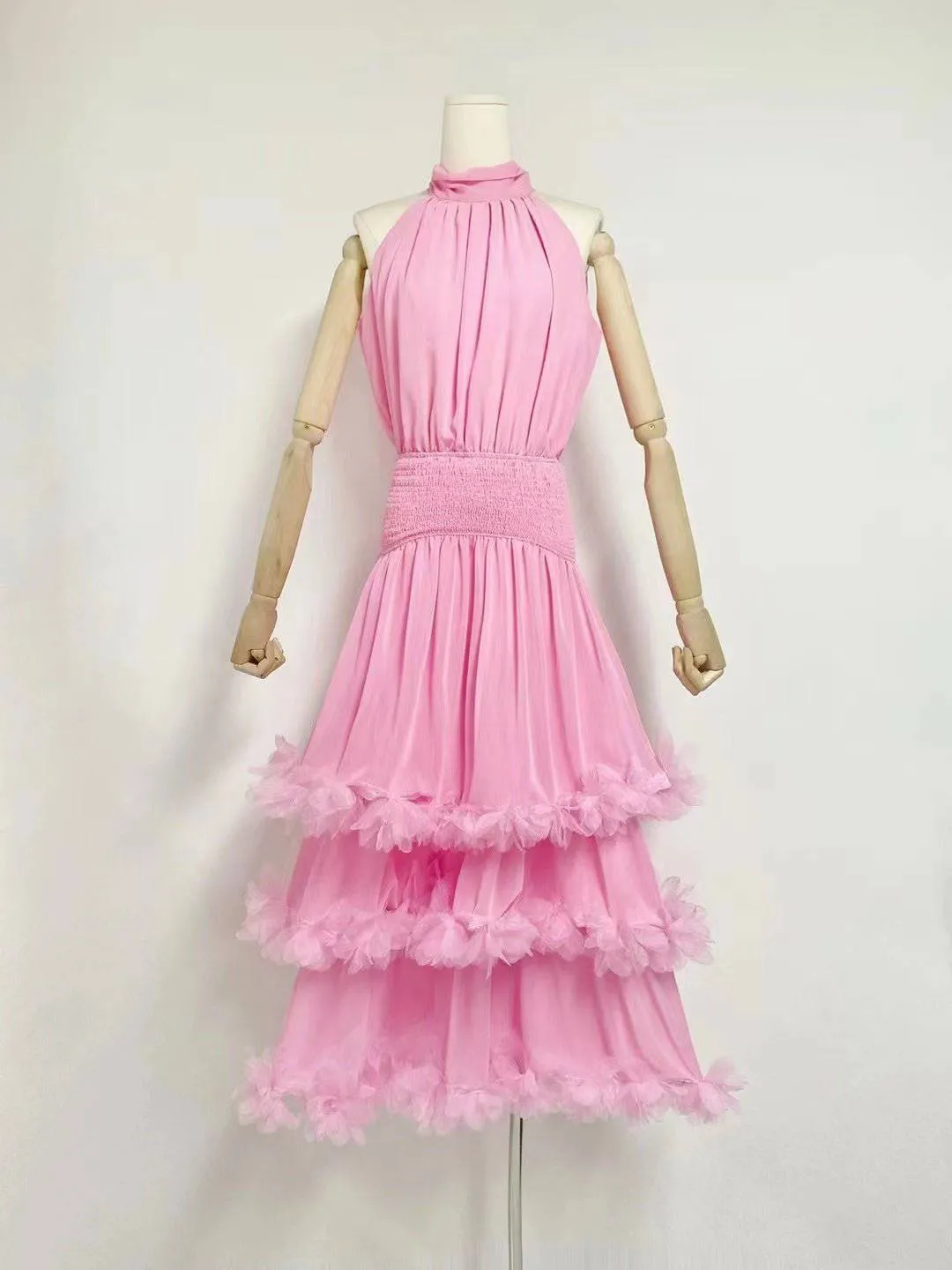 Meadow Halter Neck Ruffle Tiered Evening Gown