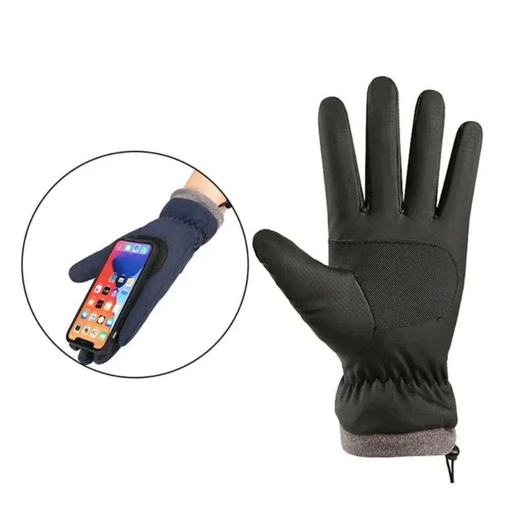 Men Waterproof Fleece Lined Touch Screen Warm Gloves