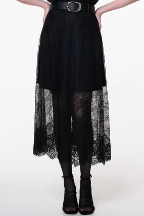 Midi Lace Black Skirt With Short Underskirt