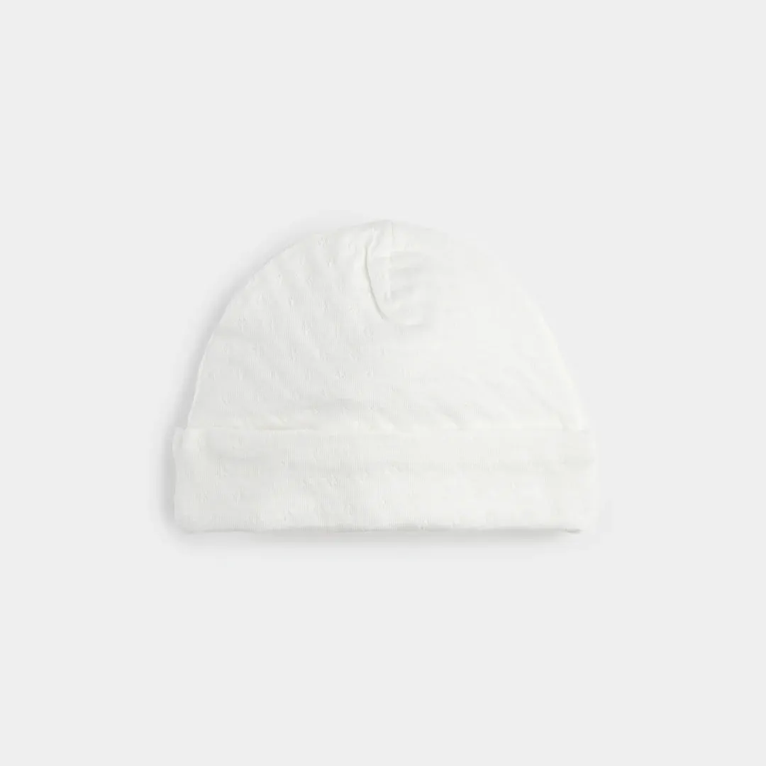 MIL Pointelle Knitted Hat in Off White