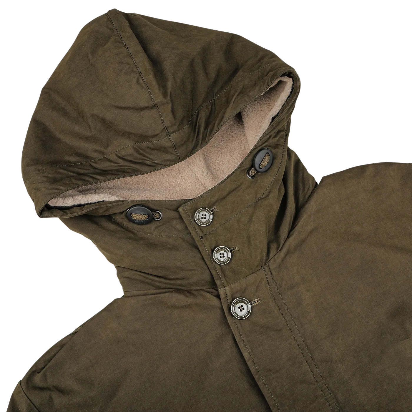 Military Green Cotton Nylon Thermore Rams Parka