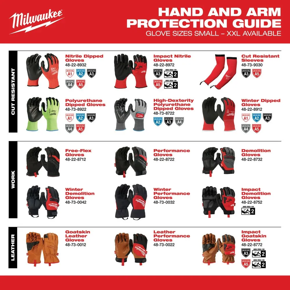 Milwaukee 48-73-8930B 12PK High Visibility Cut Level 3 Polyurethane Dipped Safety Gloves - Small