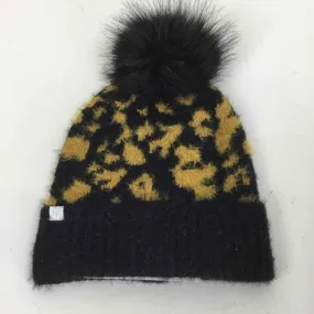 Molly Bracken Black/gold NWT Knit Spotted Pom Hat