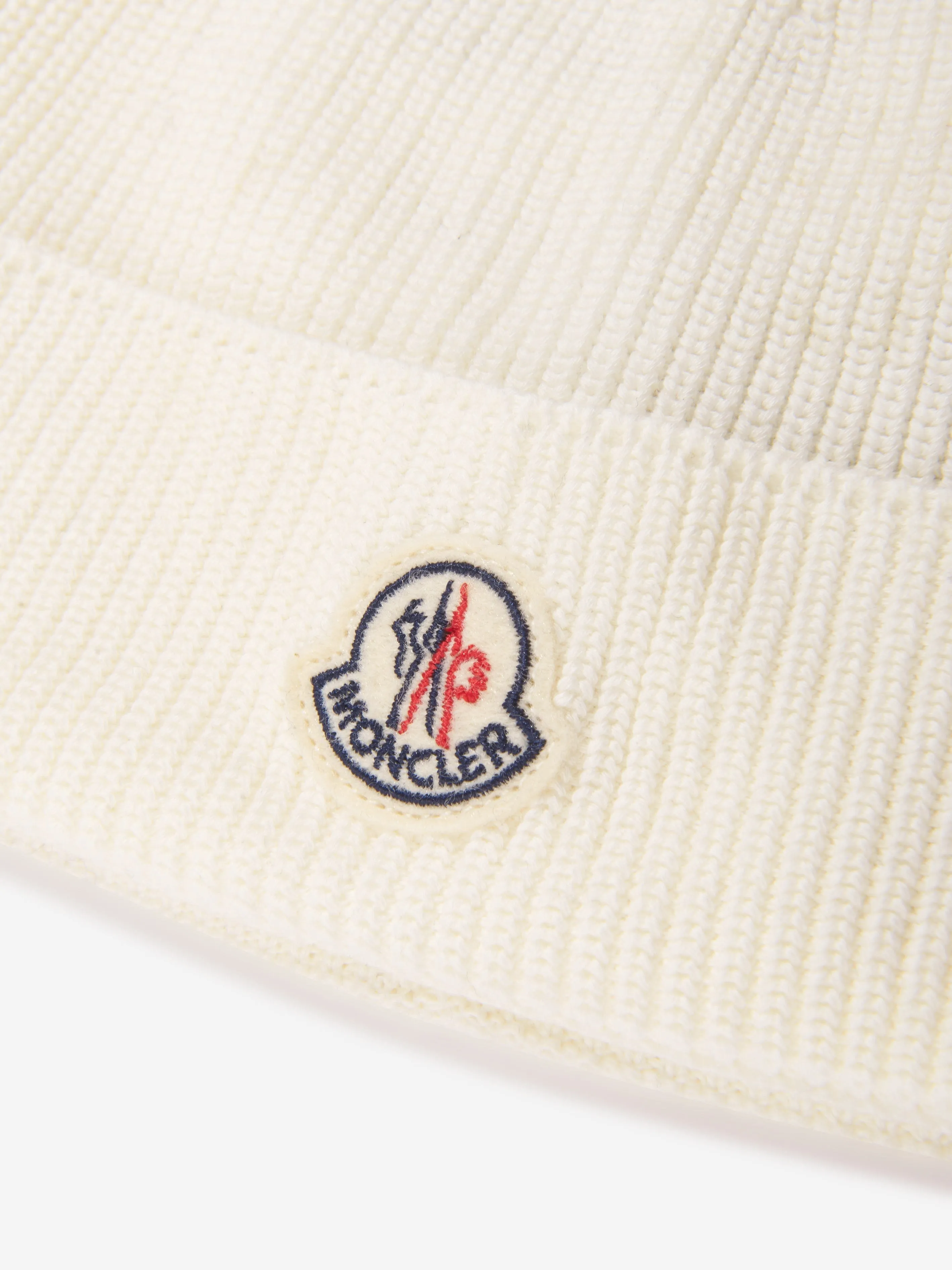 Moncler Enfant Baby Beanie Hat in Ivory