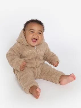 Moncler Enfant Baby Faux Shearling Romper in Beige