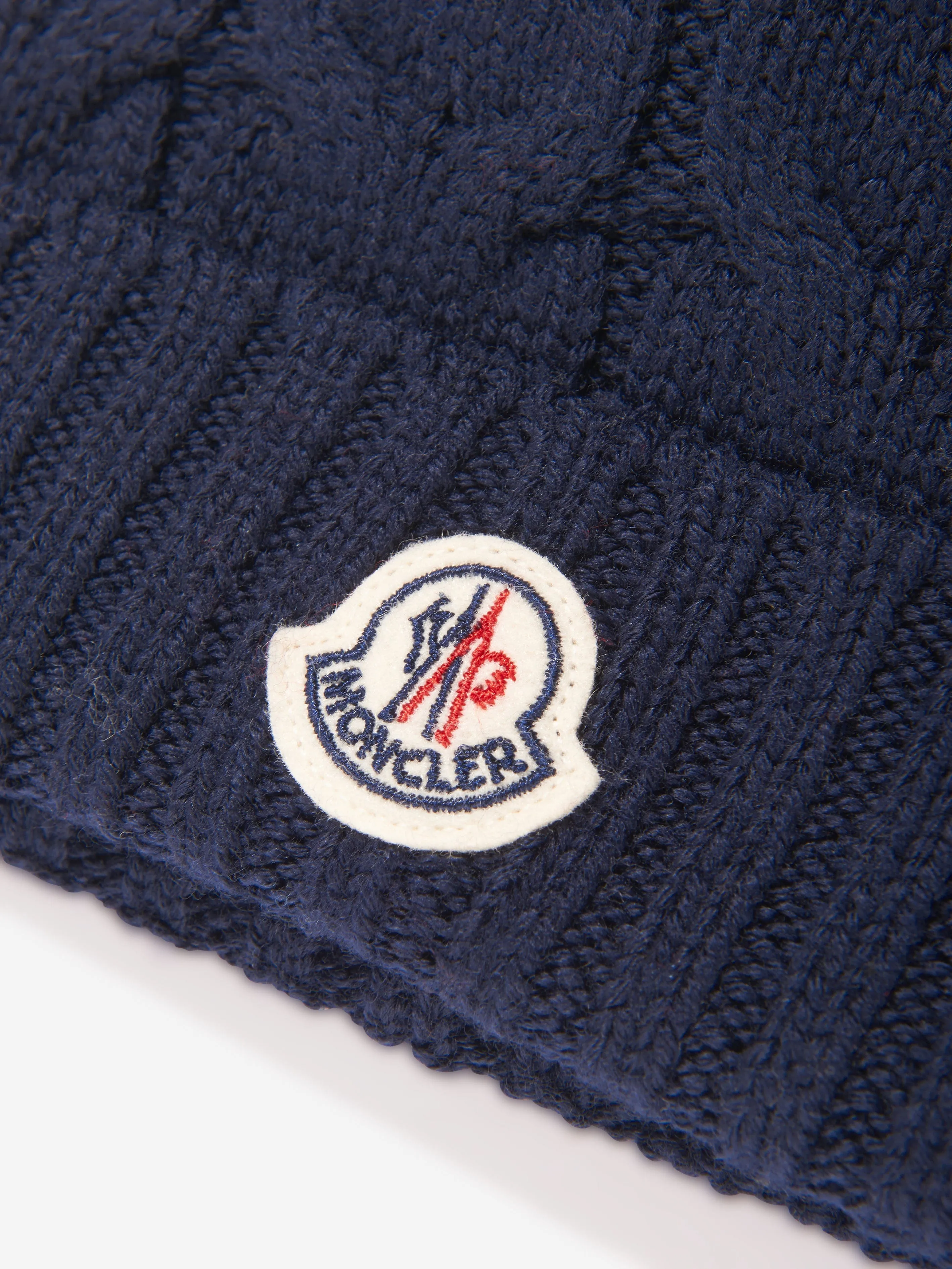 Moncler Enfant Boys Cable Knit Wool Beanie in Navy