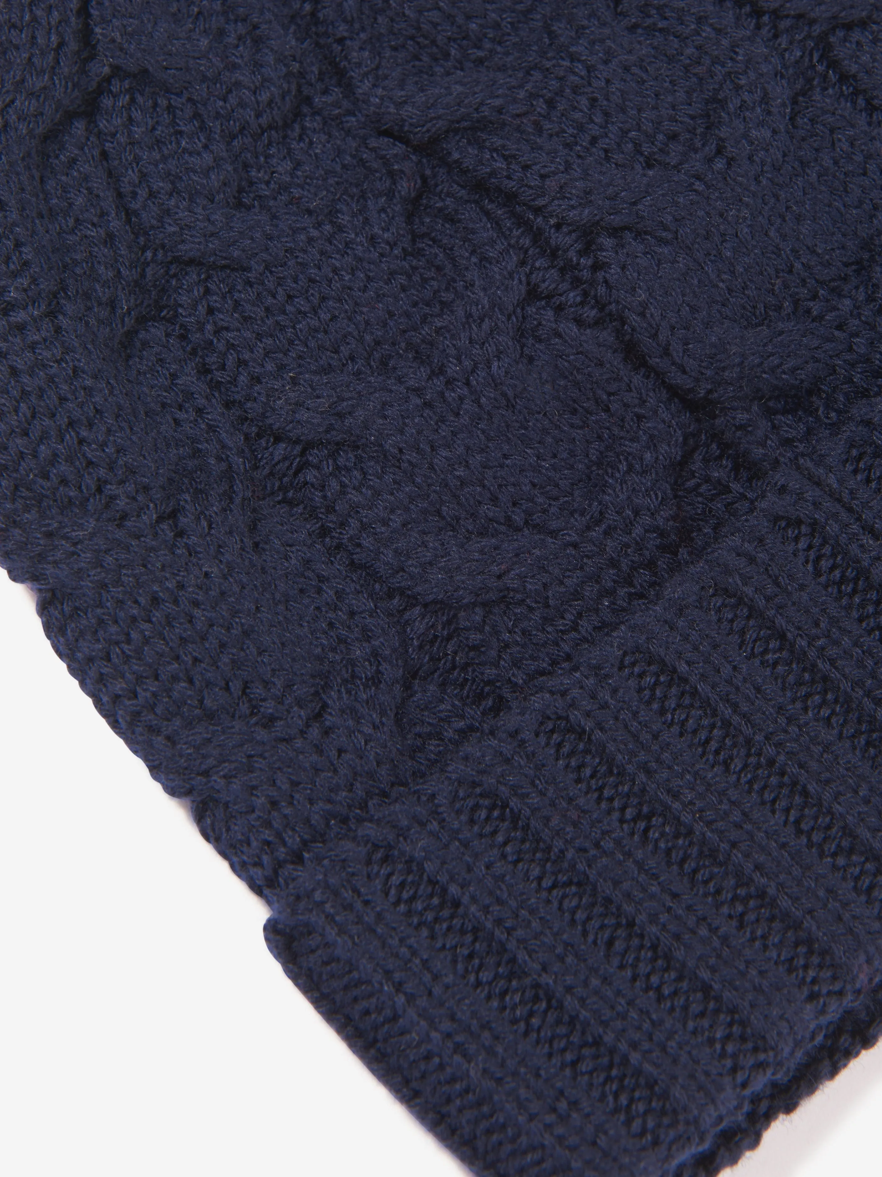 Moncler Enfant Boys Cable Knit Wool Beanie in Navy