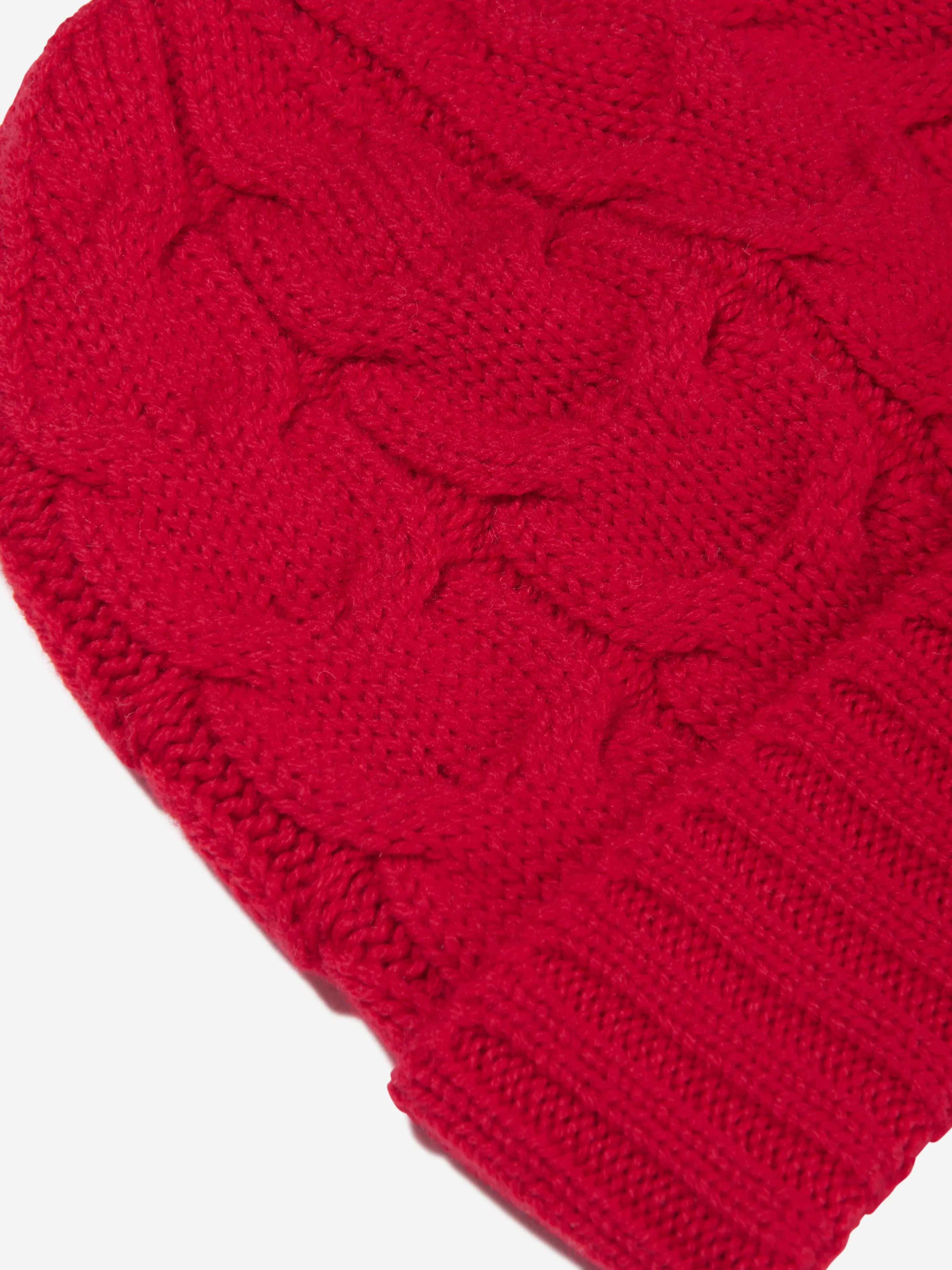 Moncler Enfant Boys Cable Knit Wool Beanie in Red