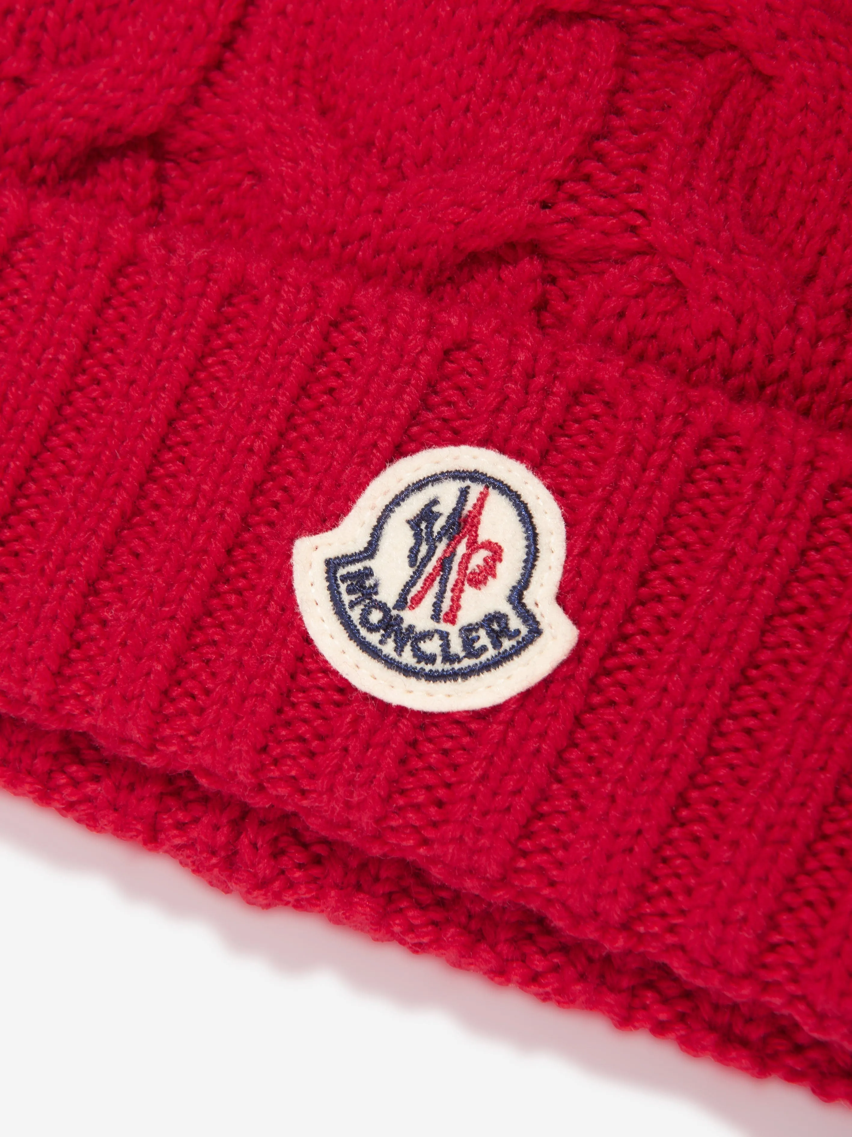 Moncler Enfant Boys Cable Knit Wool Beanie in Red