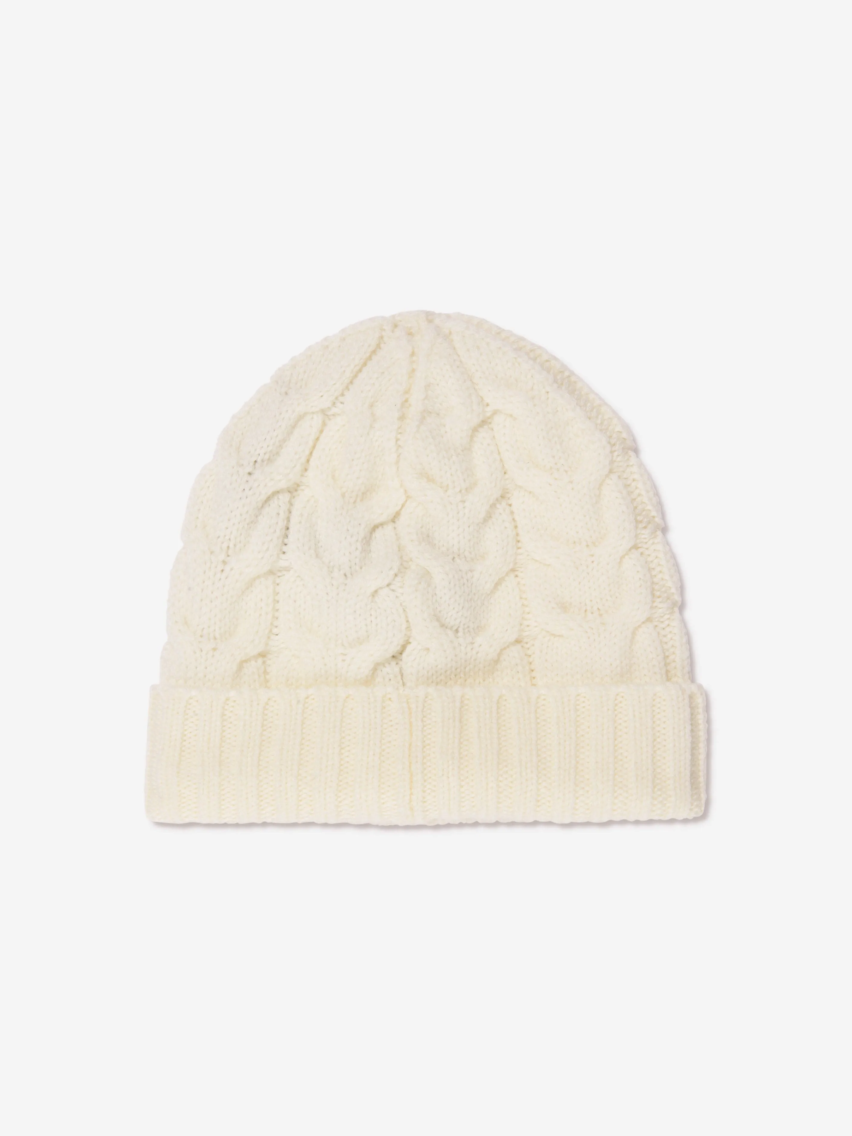 Moncler Enfant Boys Cable Knit Wool Beanie in White