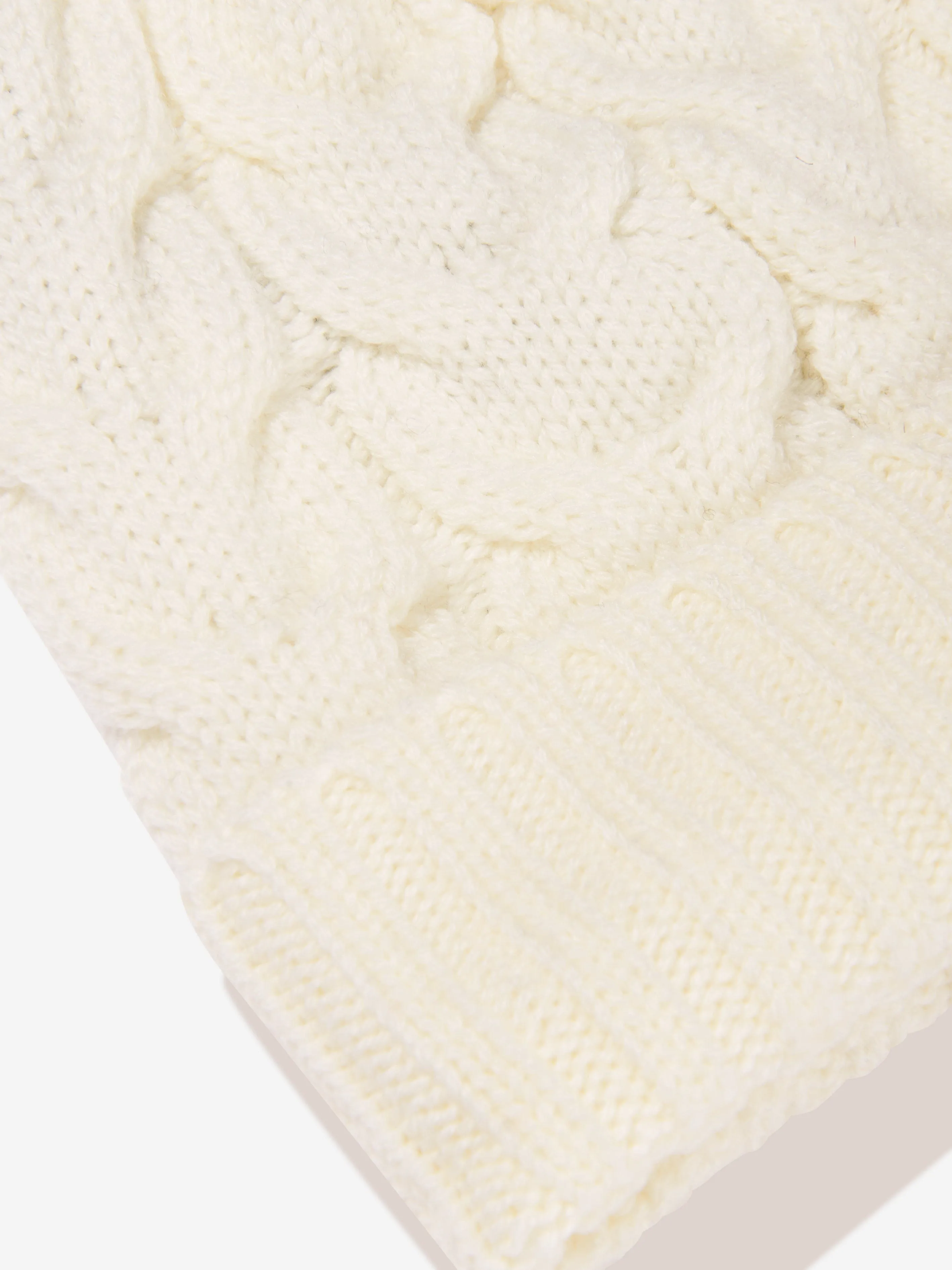 Moncler Enfant Boys Cable Knit Wool Beanie in White