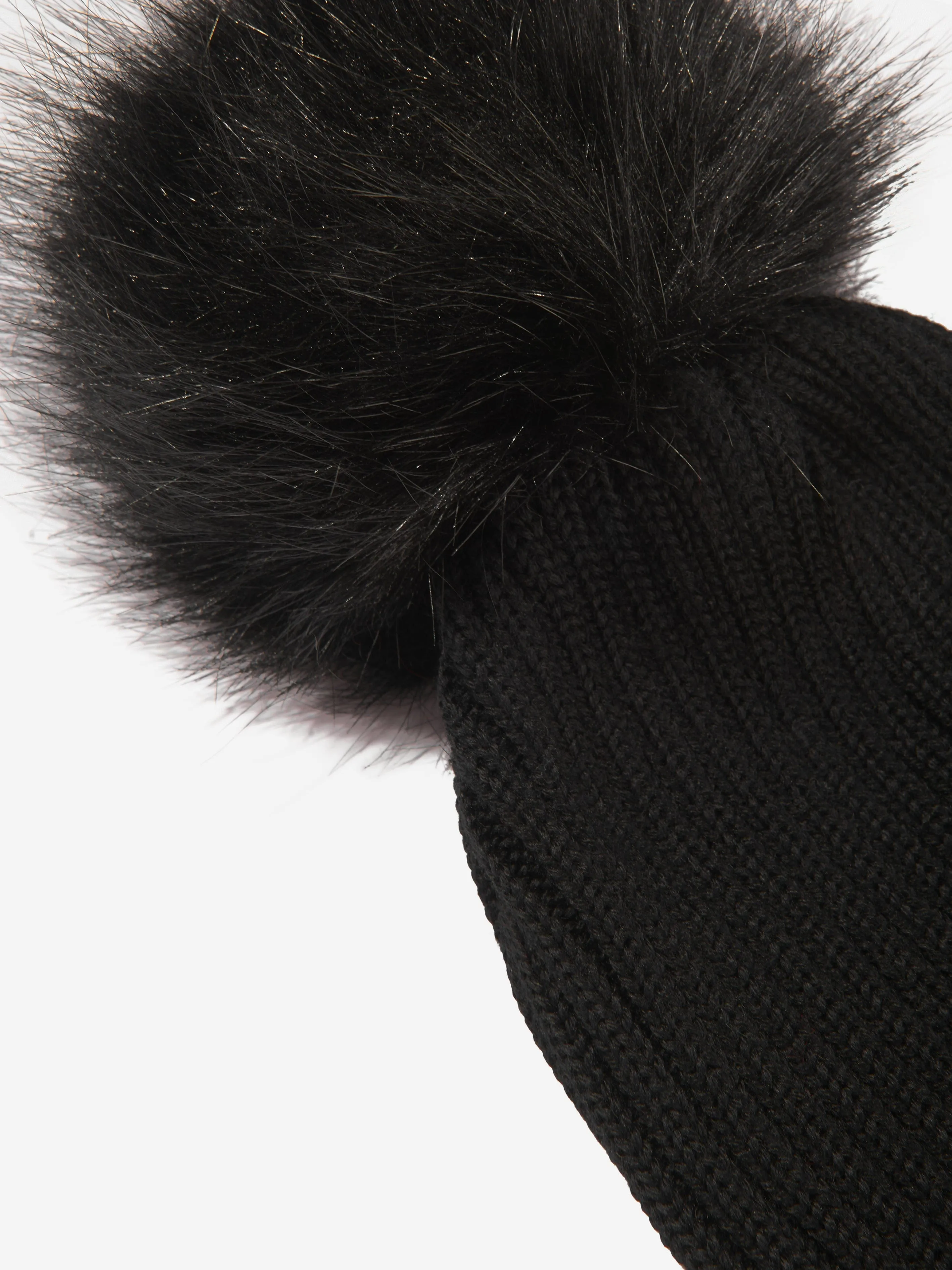 Moncler Enfant Girls Logo Pom Pom Hat in Black