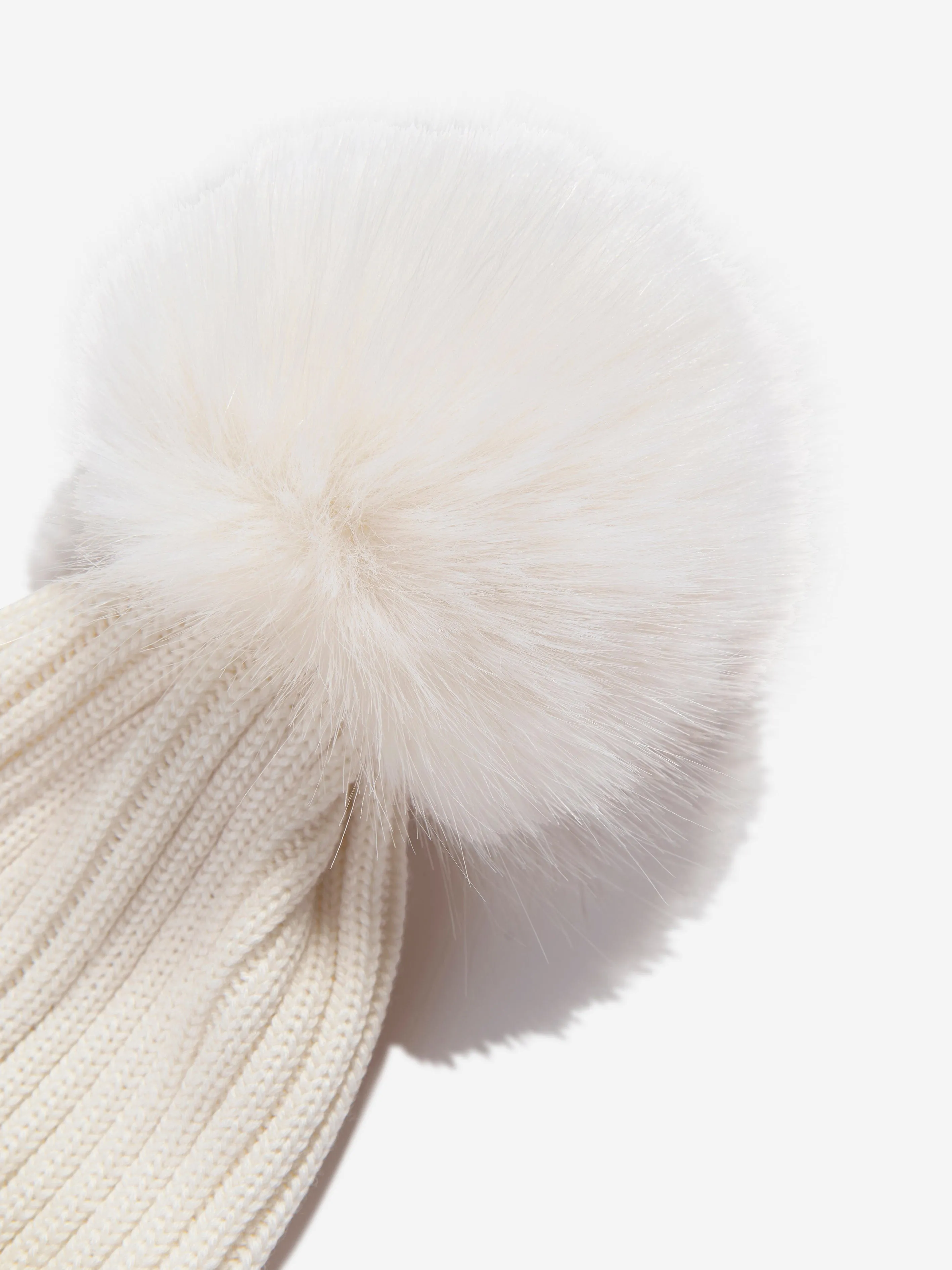 Moncler Enfant Girls Wool Beanie Hat With Pom Pom in White