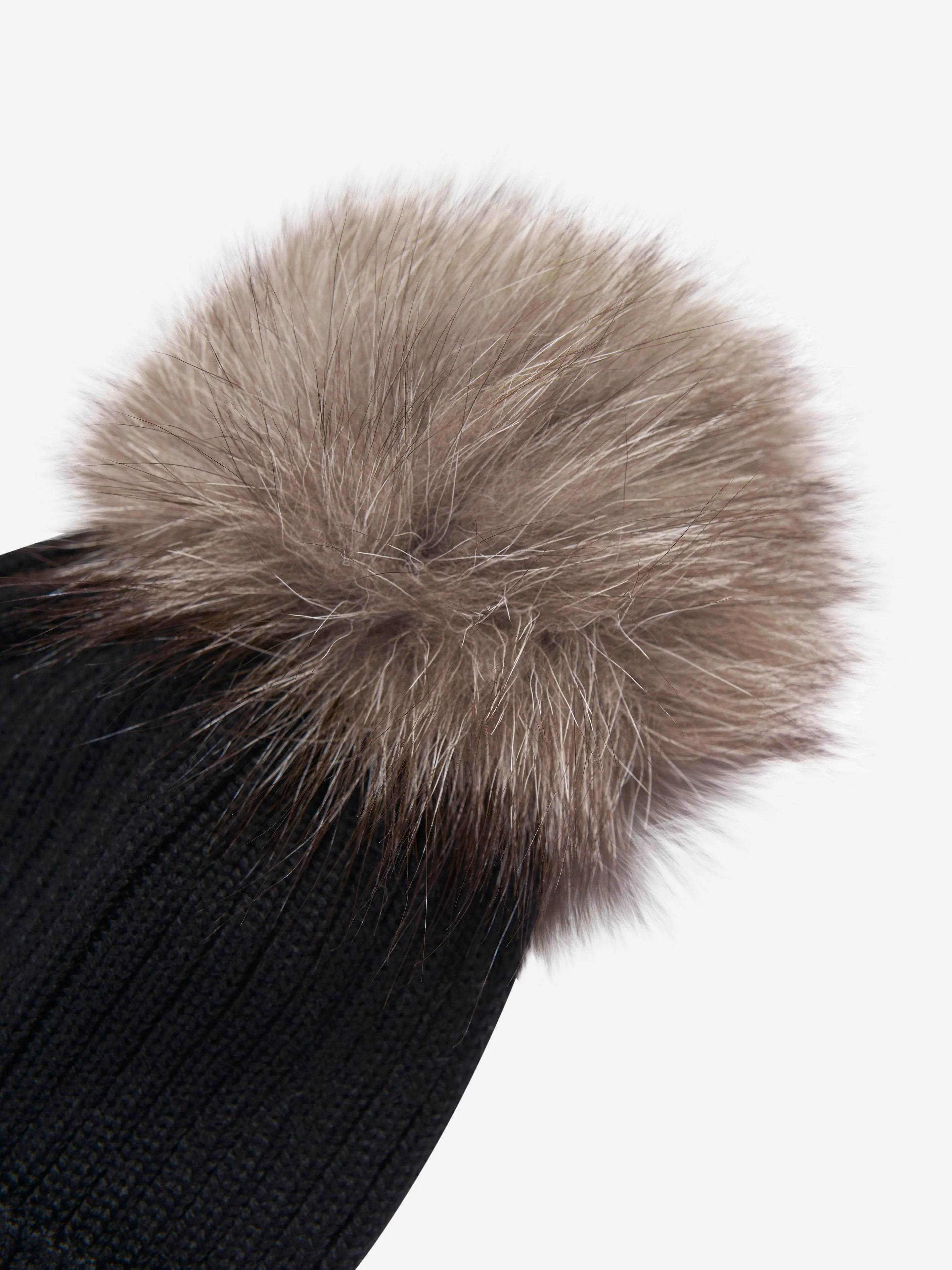 Moncler Enfant Girls Wool Pom Pom Hat in Black