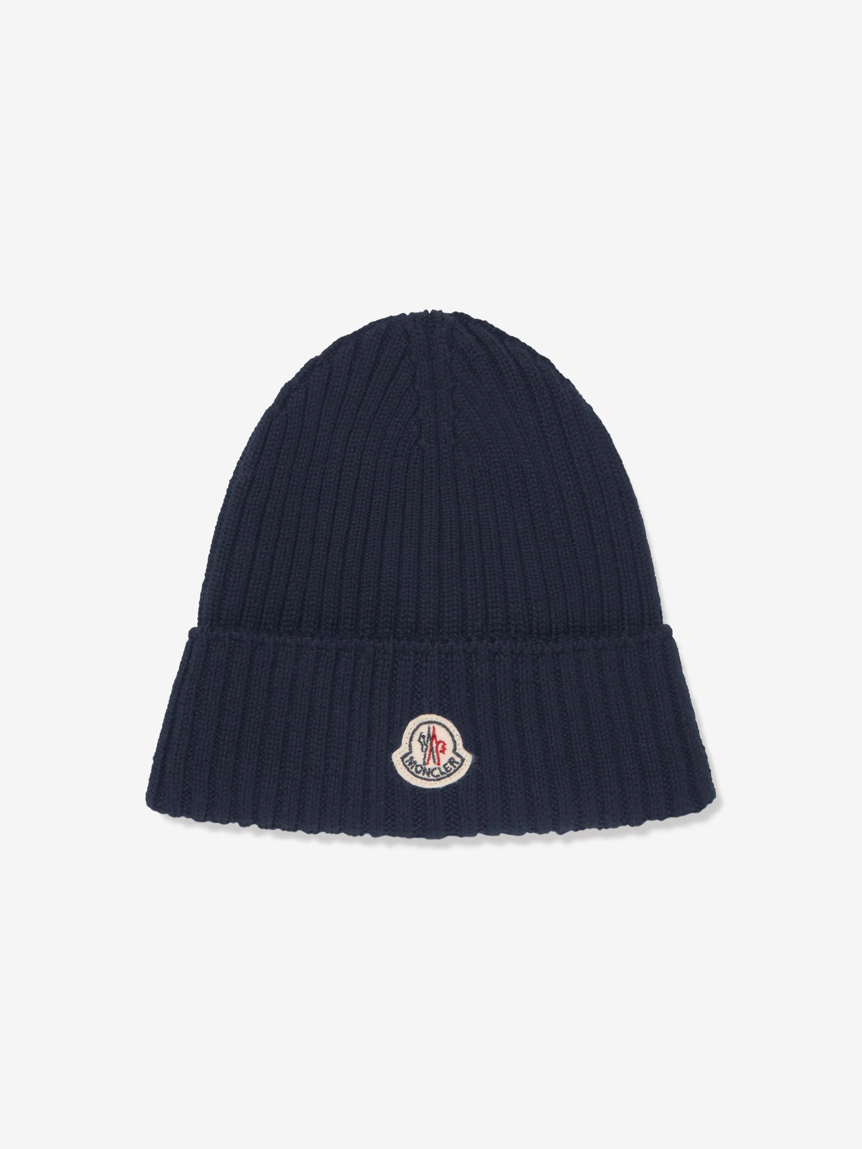 Moncler Enfant Kids Wool Beanie Hat in Navy