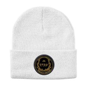 Most High God - Yahuah: The Strong Tower Designer Sportsman Solid Knit Beanie with Round Leather Patch (3 colors; 2 patch colors)