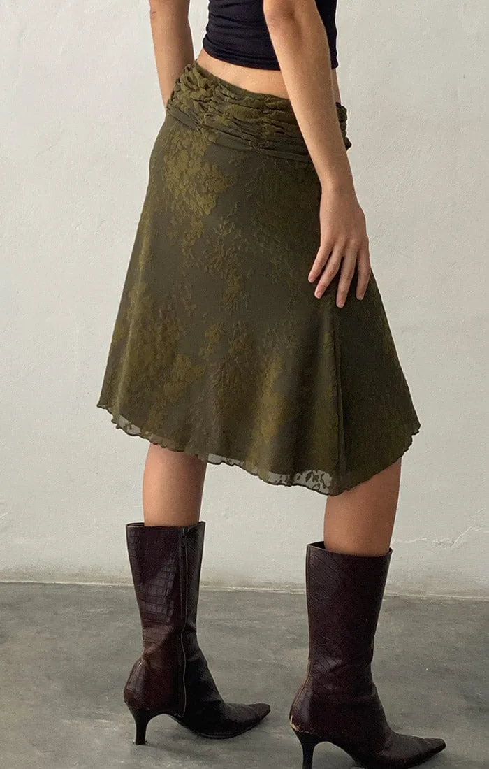 MOTEL - "Erato" Skirt - Middle Leg Green Skirt