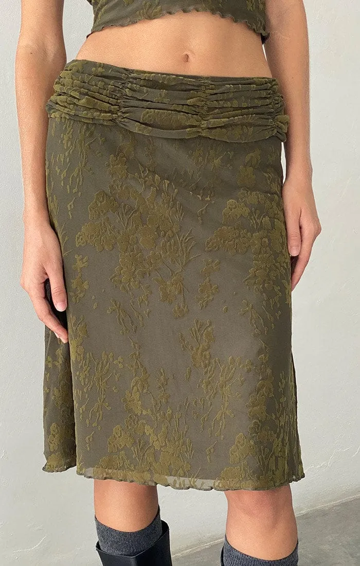 MOTEL - "Erato" Skirt - Middle Leg Green Skirt