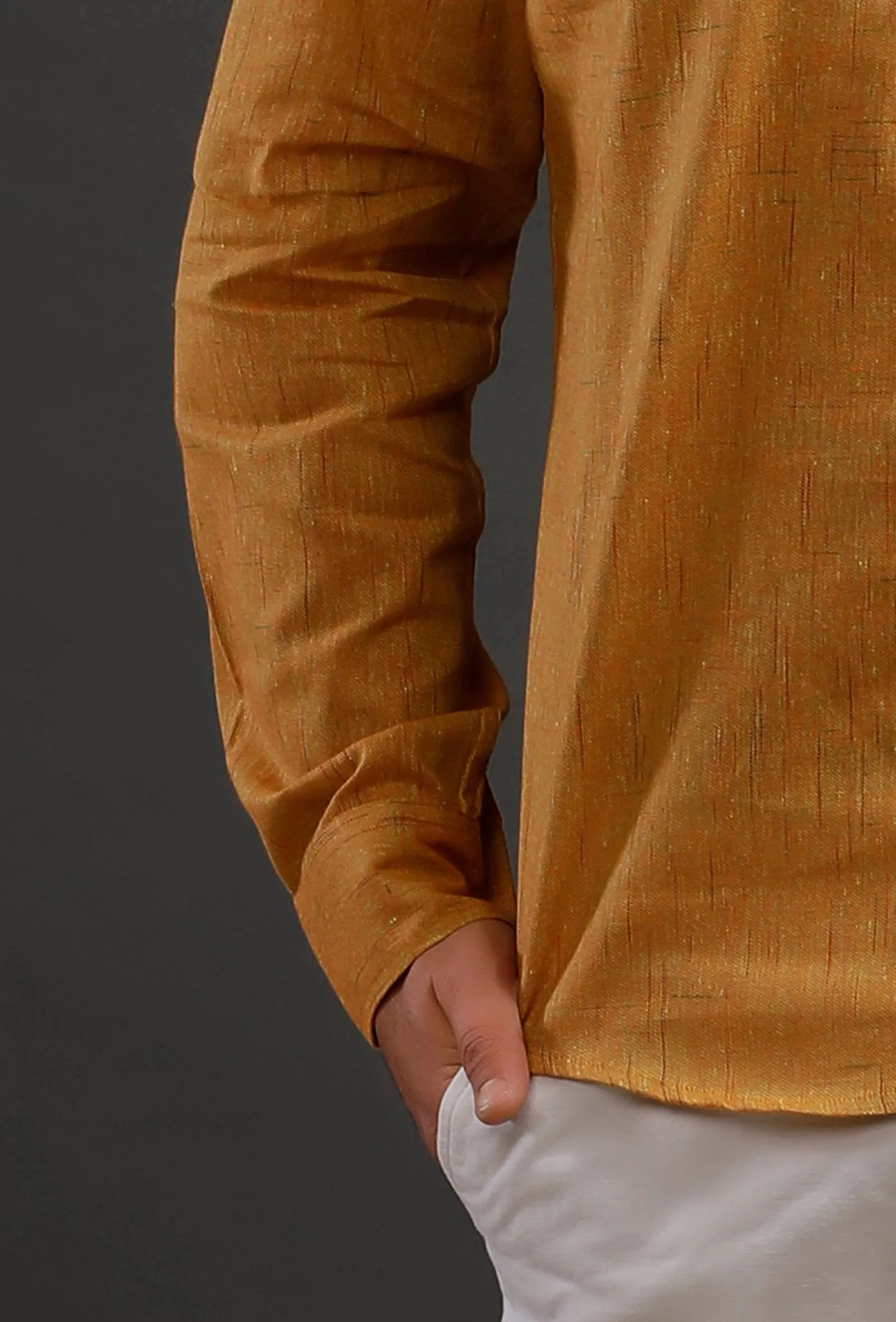 Mustard Cotton Slim Fit Shirt