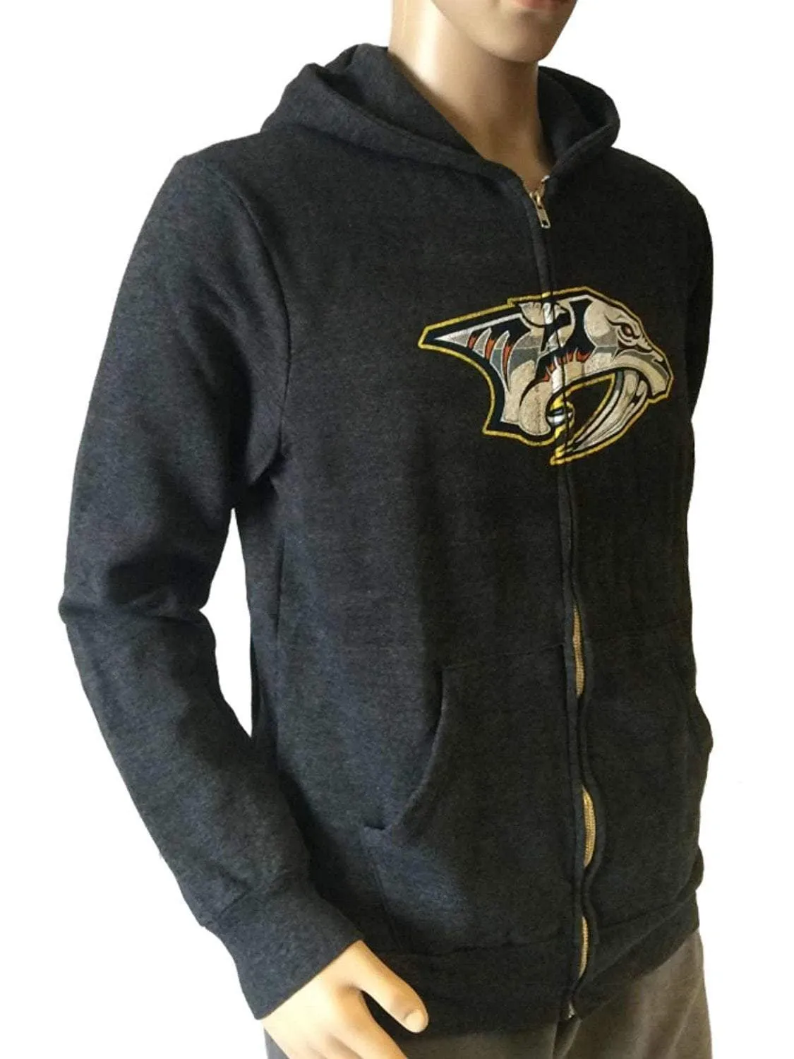 Nashville Predators Retro Brand Gray Triblend Fleece Zip-Up Hoodie Jacket