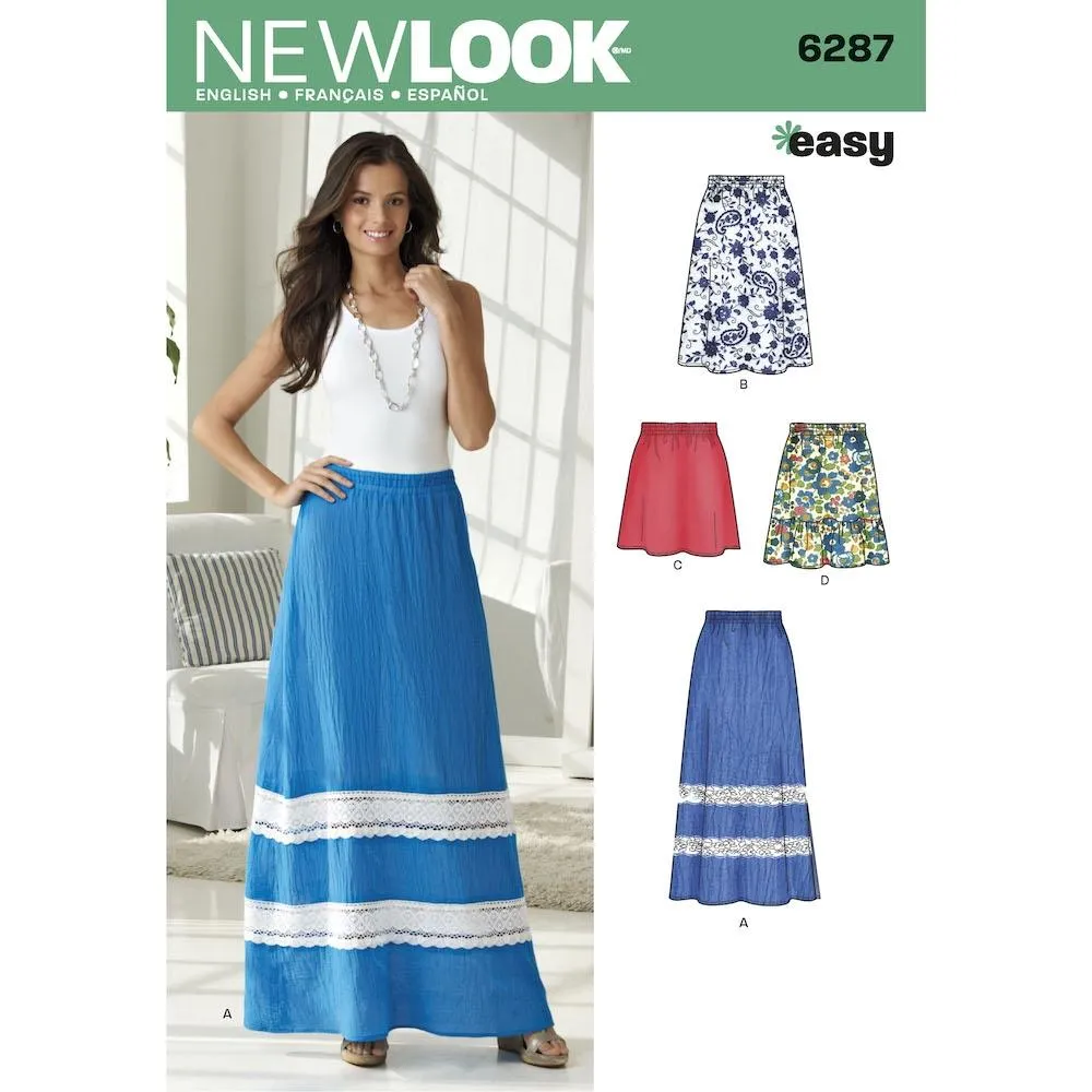 Newlook Pattern 6287 Misses' Pull on Skirt in Four Lengths