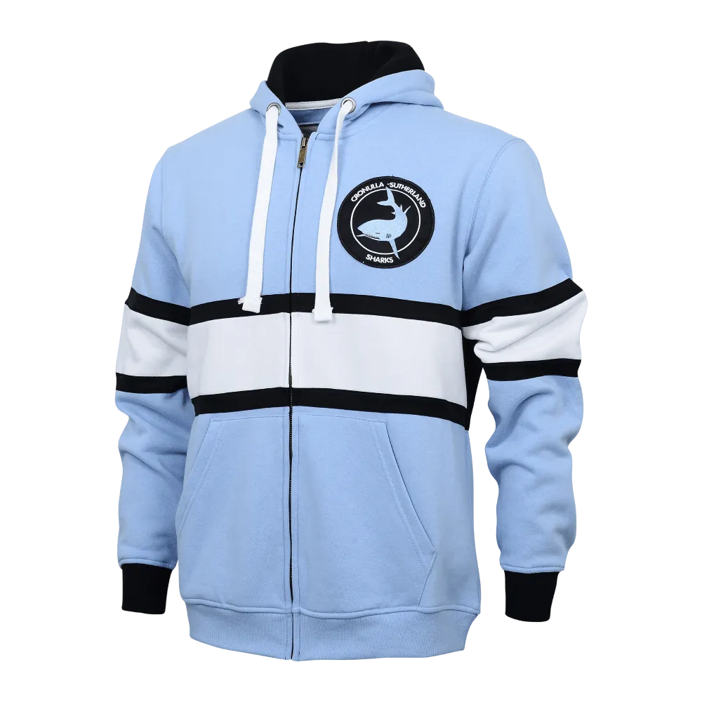 NRL Retro Zip Hoodie - Cronulla Sharks - Full Zip - Fleece - Jacket