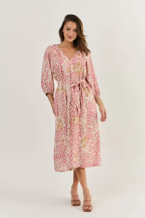 OLIVE ET JULIE Linen Midi Dress IKAT