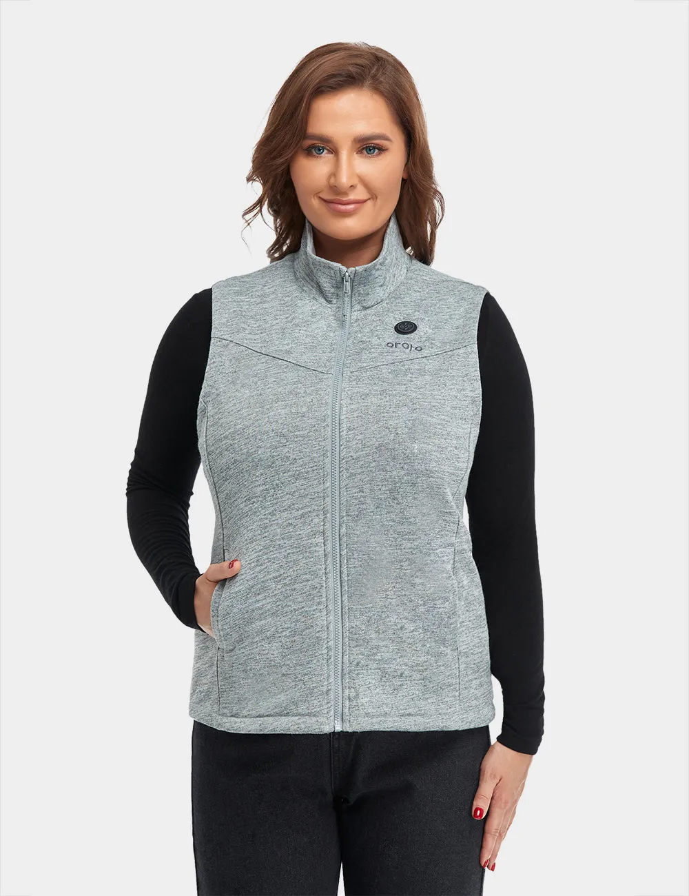 (Open-box) Women's Heated Fleece Vest - Gray (Battery Set Not Included)