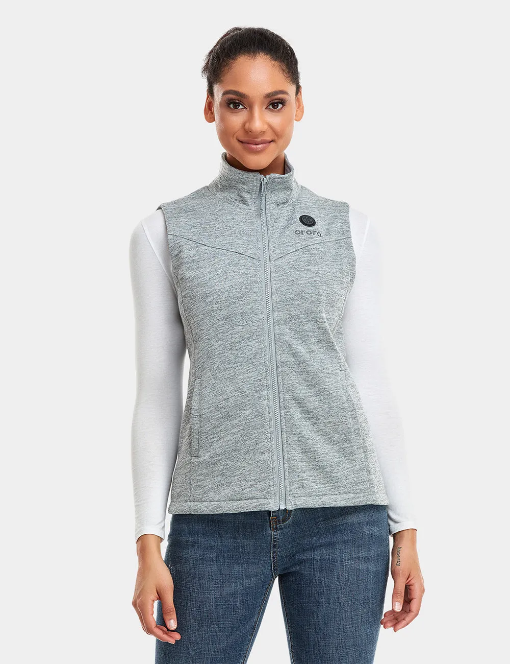 (Open-box) Women's Heated Fleece Vest - Gray (Battery Set Not Included)