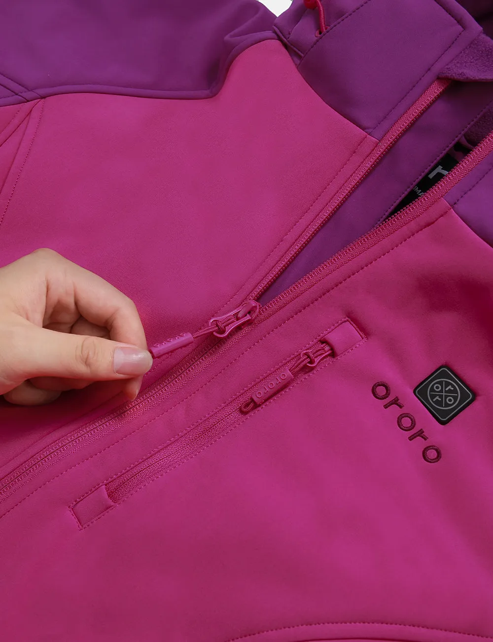 (Open-Box) Women's Heated Jacket - Pink & Purple/Gray (Battery Set Not Included)