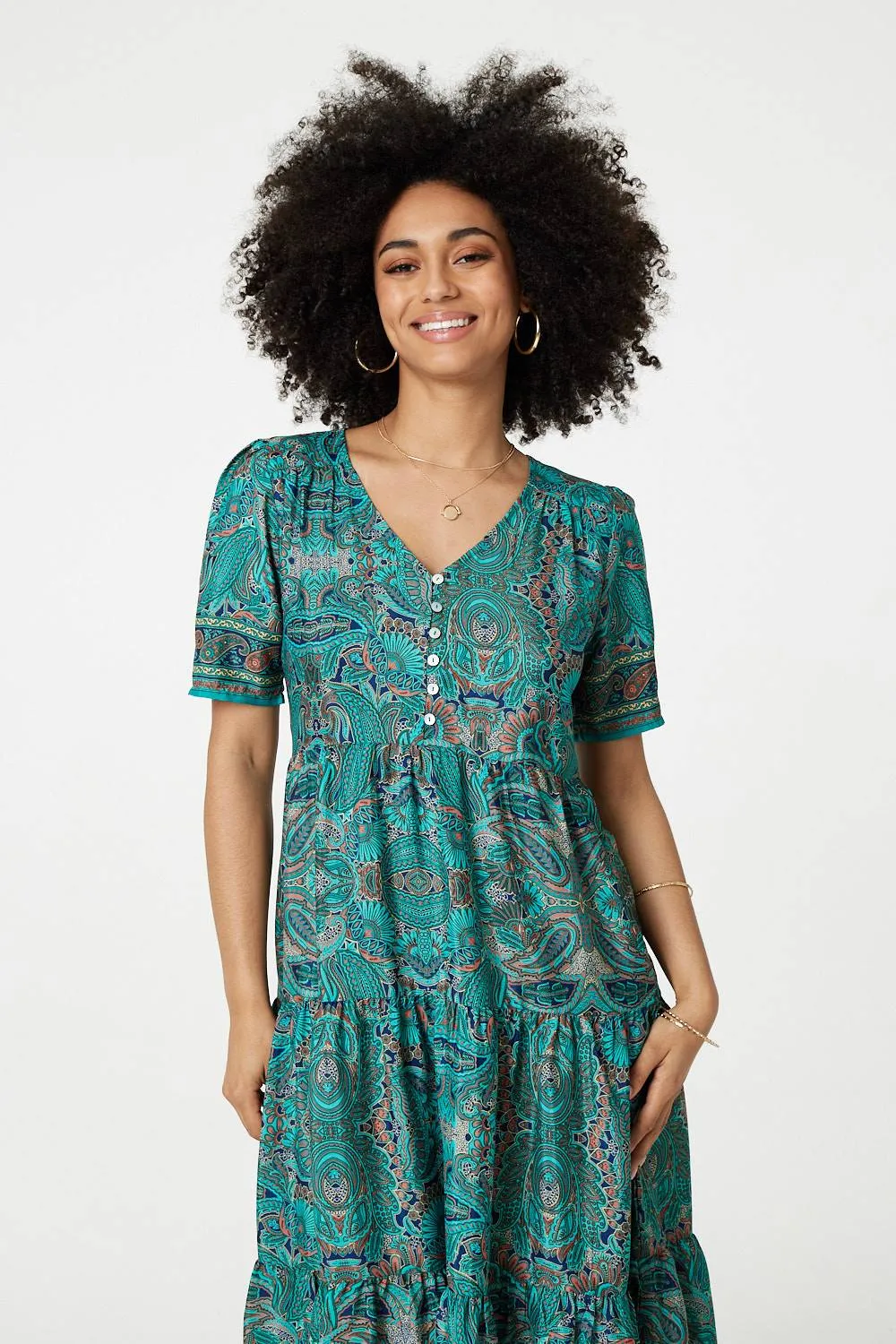 Paisley Short Sleeve Smock Dress