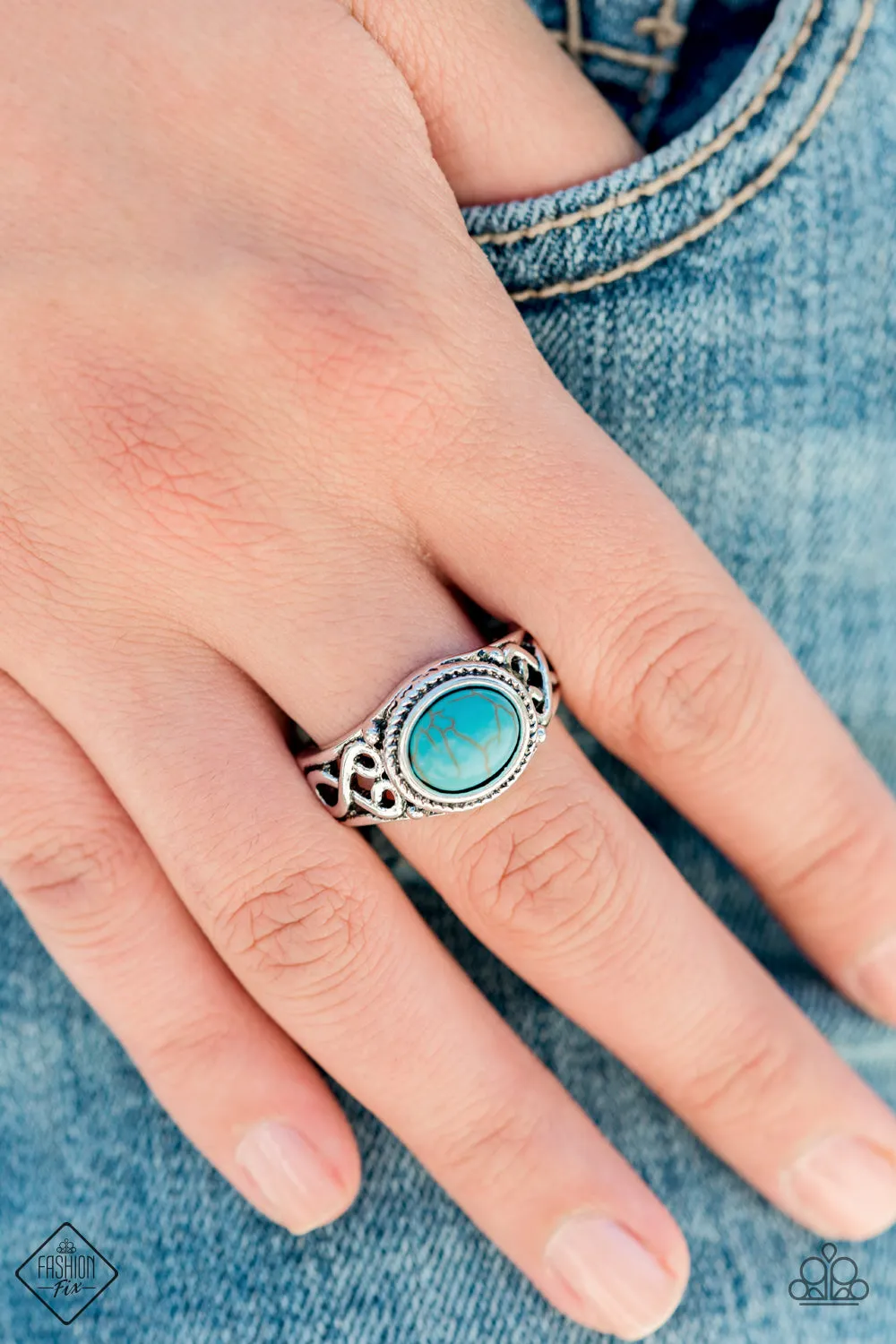 Paparazzi Accessories  - Set in Stone Blue Fashion Fix Ring June 2019