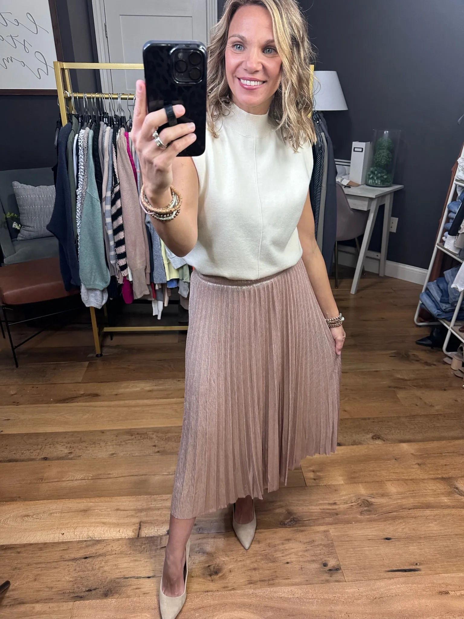 Perfectly You Pleated Midi Skirt - Blush