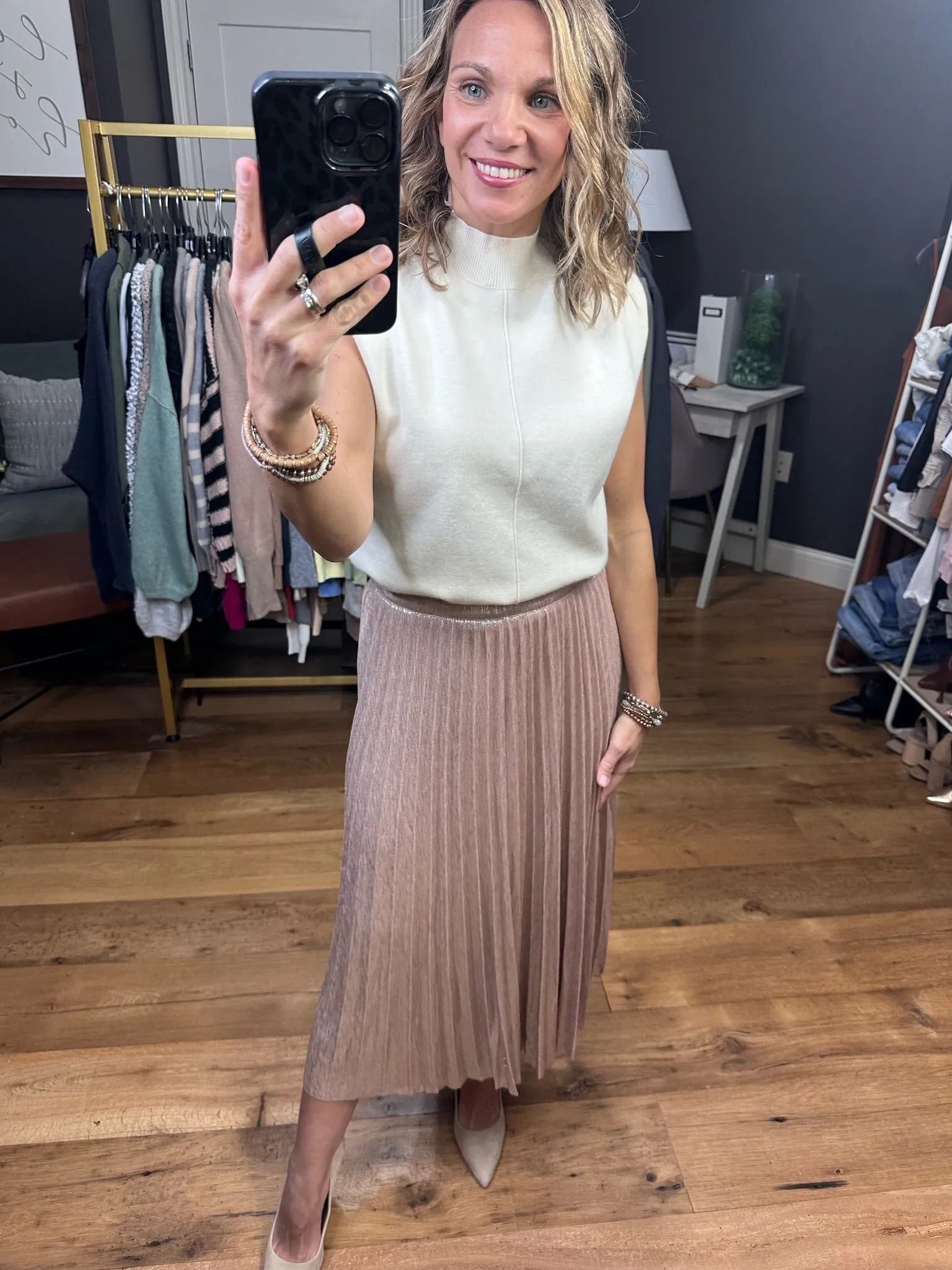 Perfectly You Pleated Midi Skirt - Blush