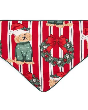 Pet Christmas Dog & Wreath Print Neckerchief