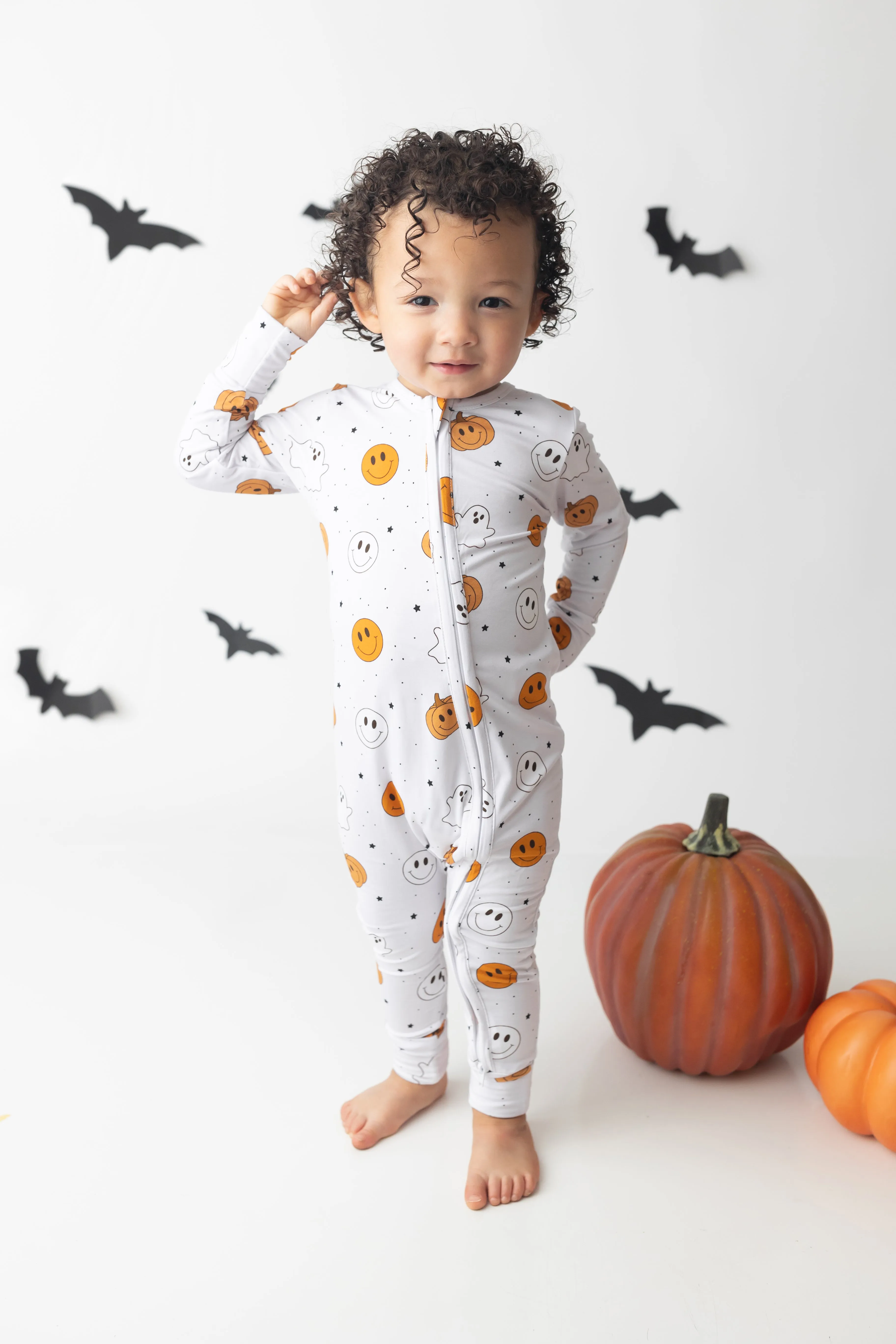 Pumpkin Ghost Smileys Bamboo Romper/ 2 Piece Set