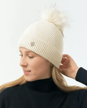 PURE GOLF Greta Waterproof Bobble Hat Champagne