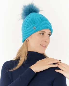 PURE GOLF Greta Waterproof Bobble Hat Tourmaline Blue