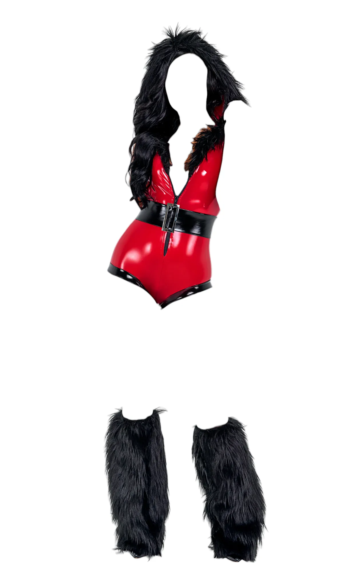 Roma Costume 2 PC Santa Honey Vinyl Romper Red/Black