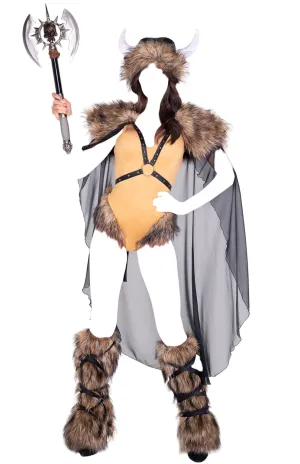 Roma Costume 3 PC Medieval Viking Costume Romper with Cape Brown/Black