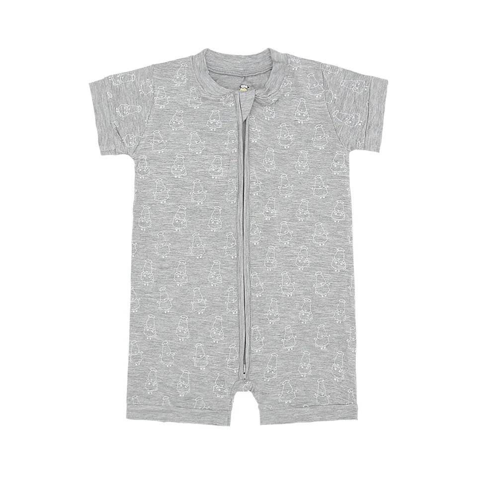 Romper Short Sleeve Zip Small Sheepz Grey