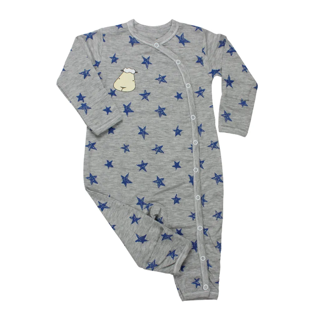 Romper Side Snap Grey Blue Star