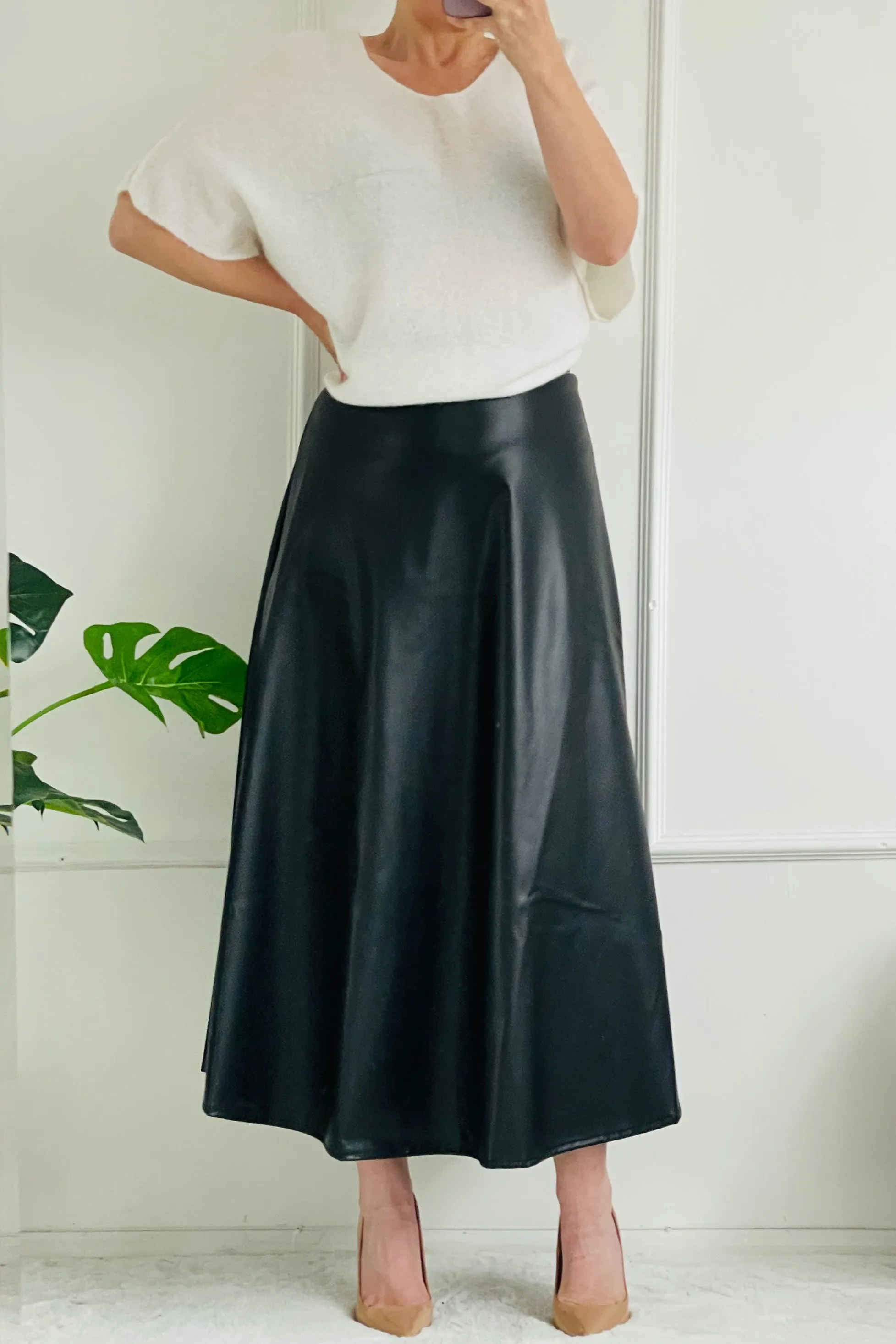 Roxie Pleather Maxi Skirt | Black