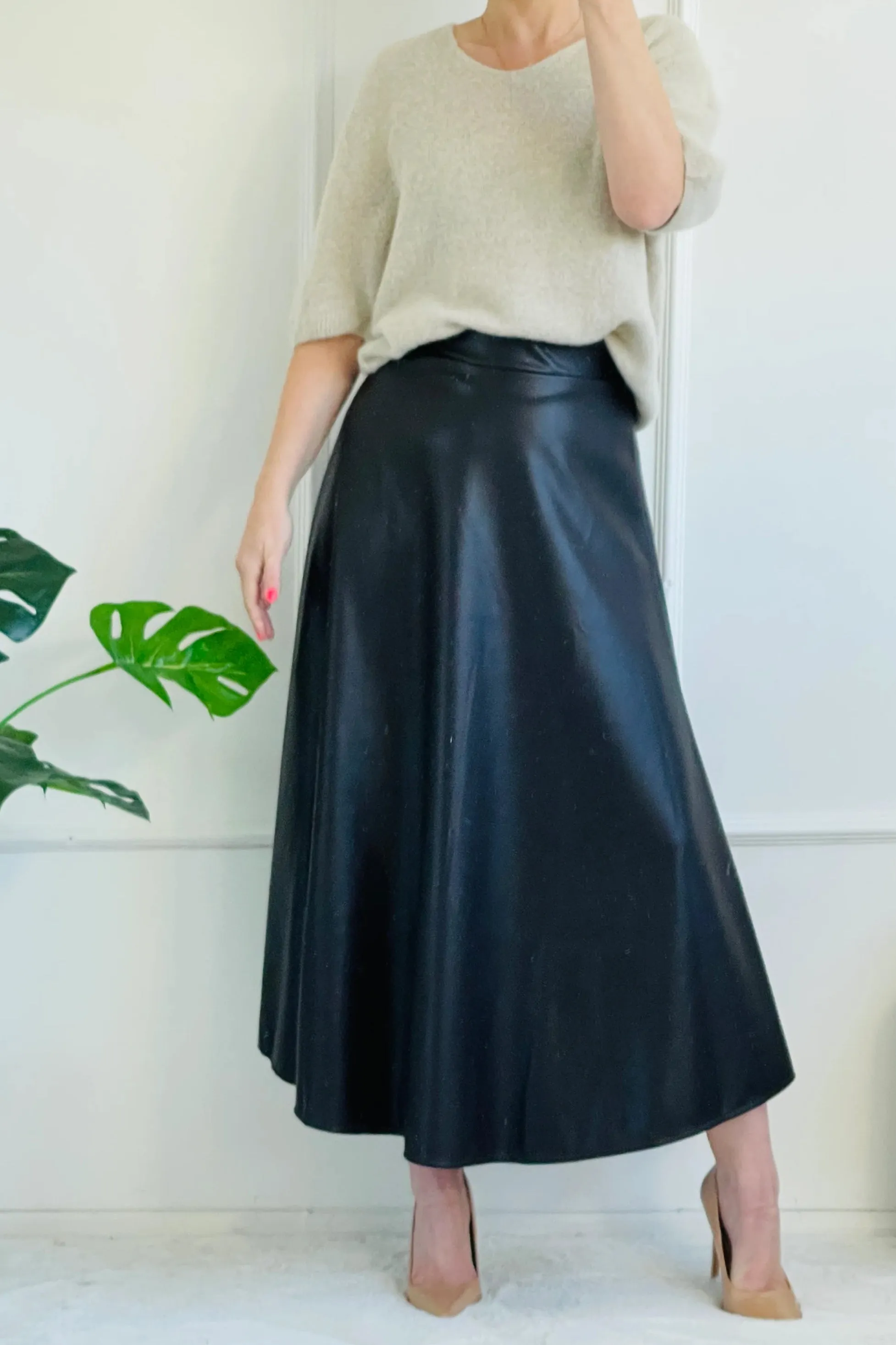 Roxie Pleather Maxi Skirt | Chocolate Brown